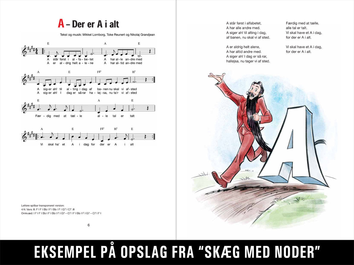 Hr. Skæg - Skæg med noder - Bogstavsangene (illustreret, 68 sider)